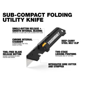 ToughBuilt nóż trapezowy składany subkompaktowy TB-H4-12-C — TB-H4-12-C: infografika produktu.