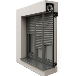 Roleta zewnętrzna podtynkowa do okien tarasowych podzielona na trzy części