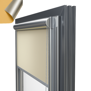 Roleta materiałowa termoizolująca i zaciemniająca w aluminiowej kasecie z prowadnicami (do okien aluminiowych)
