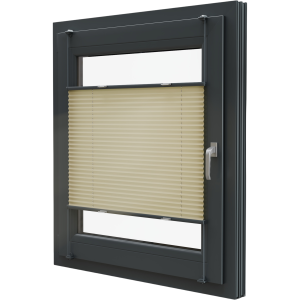 Roleta plisowana półprzepuszczająca światło montowana bezinwazyjnie zawieszana na okno