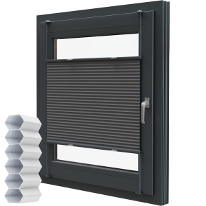 Roleta plisowana ''plaster miodu'' zaciemniająca i termoizolująca trójwarstwowa montowana bezinwazyjnie zawieszana na okno