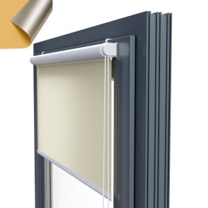 Roleta materiałowa zaciemniająca i termoizolująca silver zawieszana na okno w plastikowej kasecie