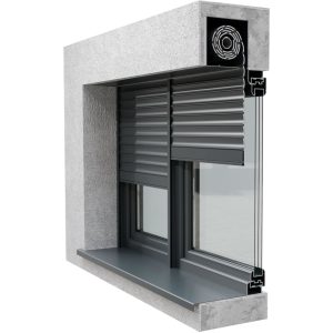 Roleta zewnętrzna podtynkowa do okien HST, przesuwnych i tarasowych podzielona na dwie części