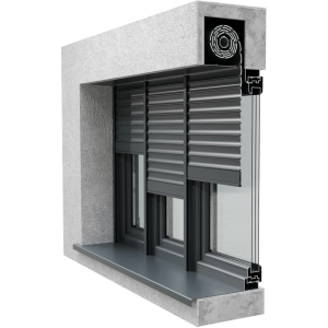 Roleta zewnętrzna podtynkowa do okien tarasowych podzielona na trzy części